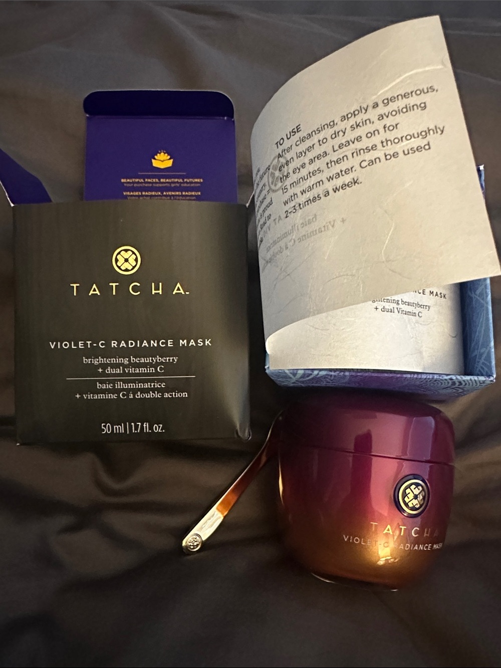 Tatcha Violet-C Radiance Mask - Deep Purple and Gold Jar